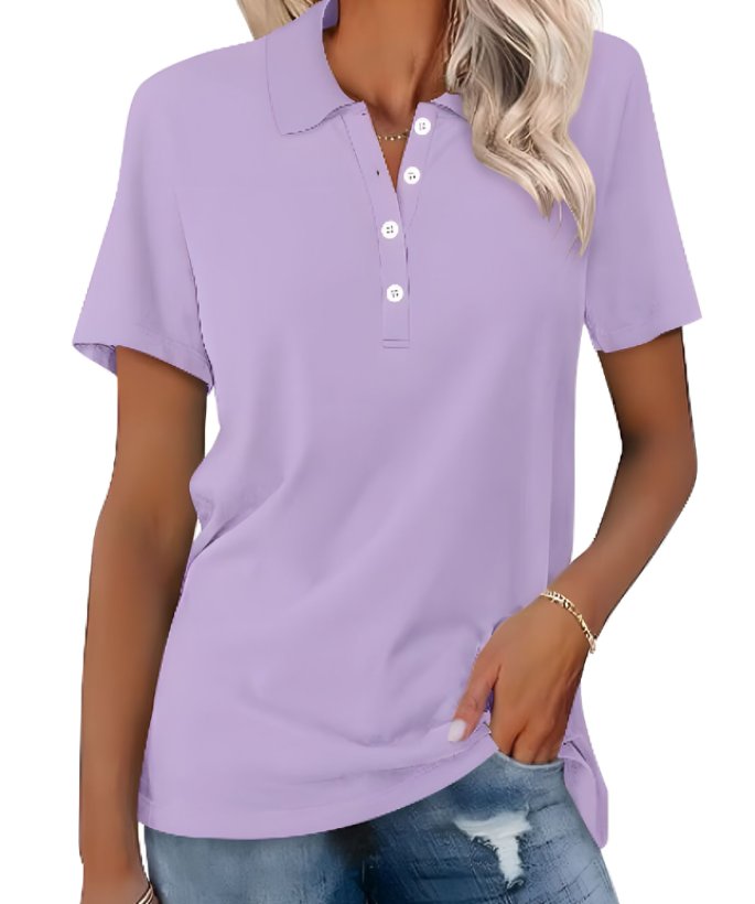 Duttini | Flowing Collared Short Sleeve Polo Shirt