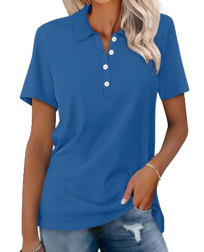 Duttini | Flowing Collared Short Sleeve Polo Shirt
