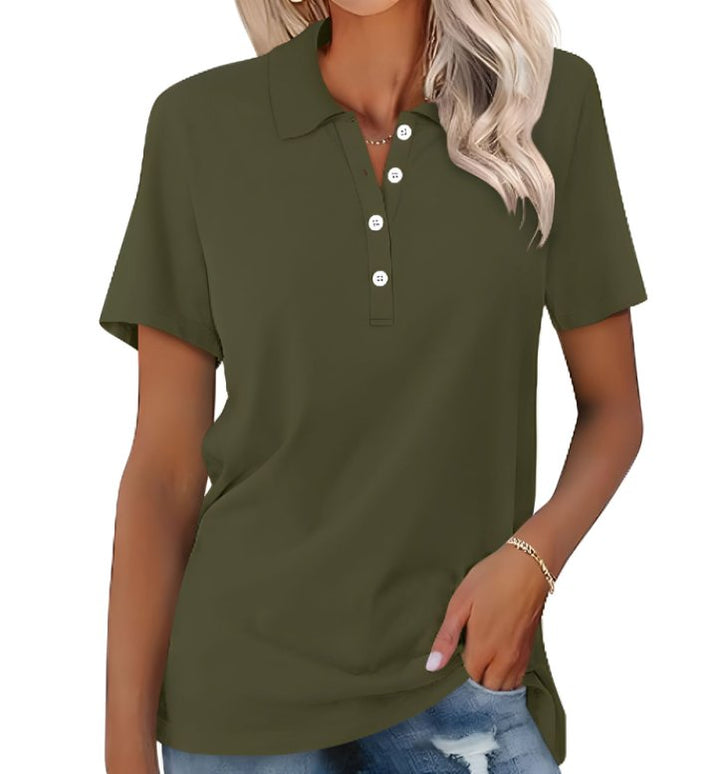 Duttini | Flowing Collared Short Sleeve Polo Shirt