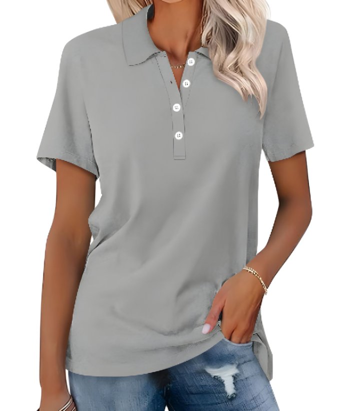 Duttini | Flowing Collared Short Sleeve Polo Shirt