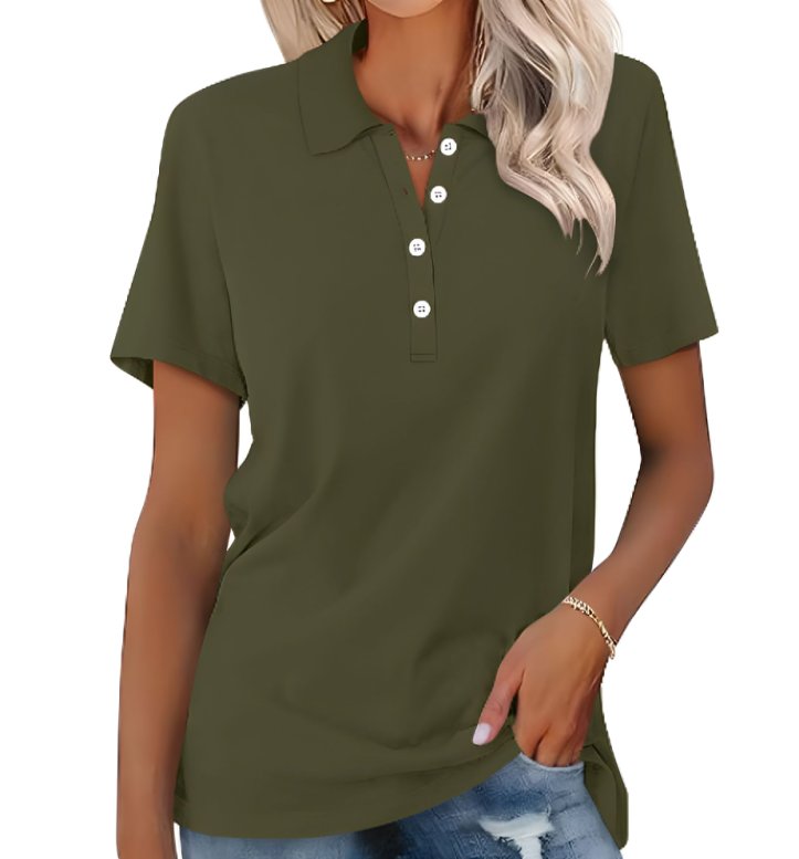 Duttini | Flowing Collared Short Sleeve Polo Shirt