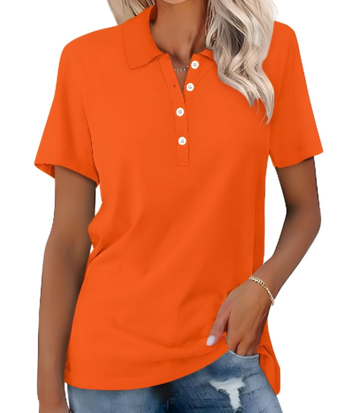 Duttini | Flowing Collared Short Sleeve Polo Shirt