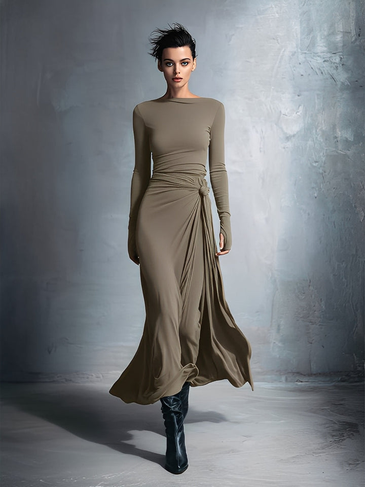 Duttini | Grey Knit Wrap Dress