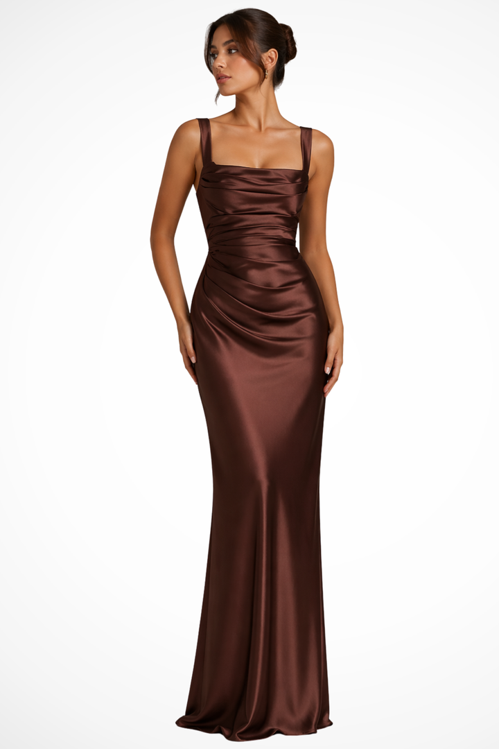 Duttini | Refined Square Neck Evening Maxi Dress with Graceful Drape