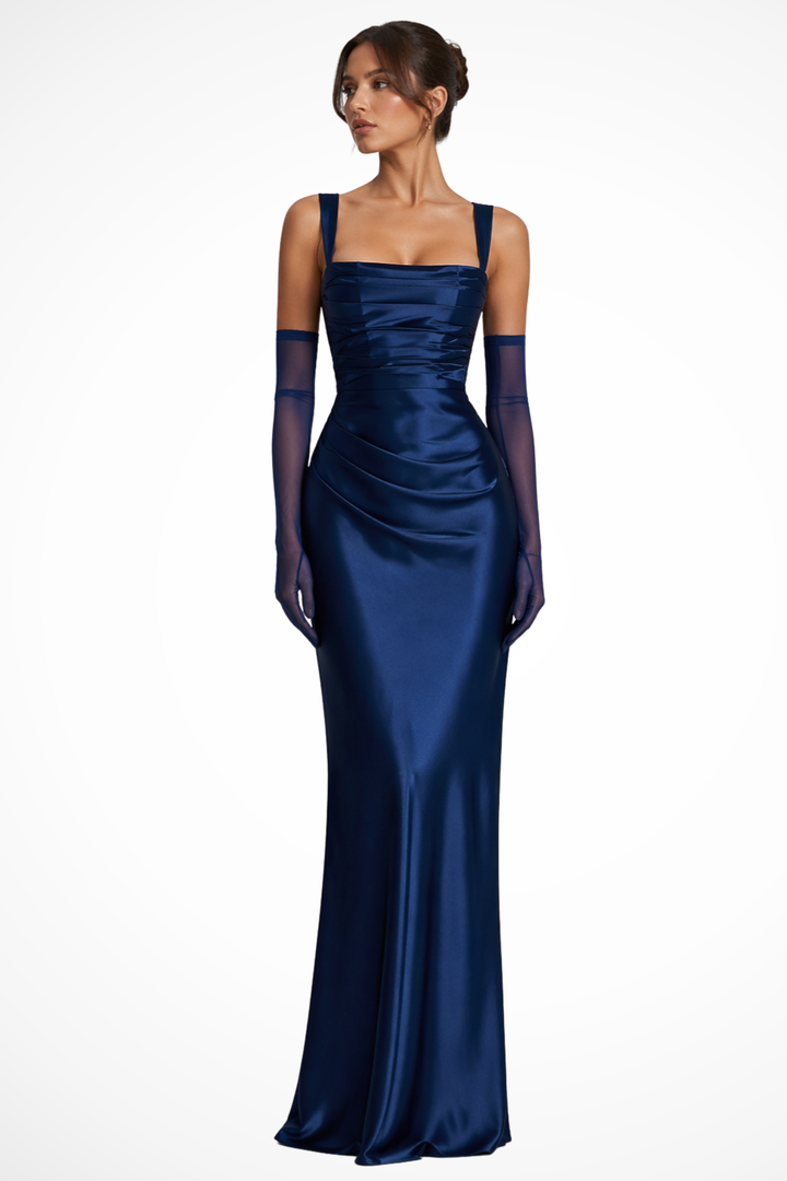 Duttini | Refined Square Neck Evening Maxi Dress with Graceful Drape