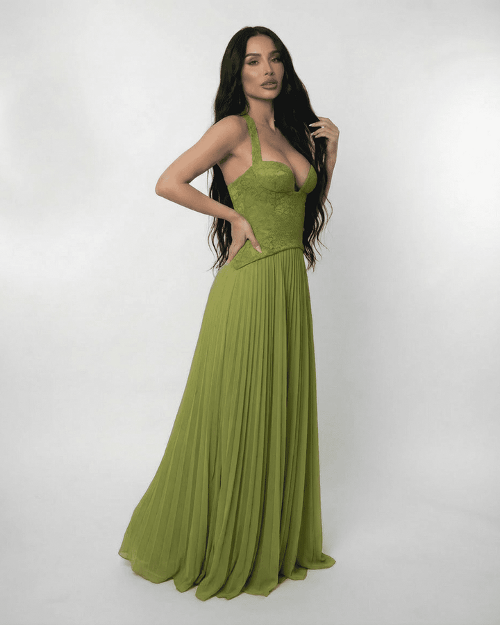 Duttini | Maxi Dress for Women in Green, Flowing Fit