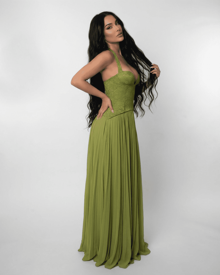 Duttini | Maxi Dress for Women in Green, Flowing Fit