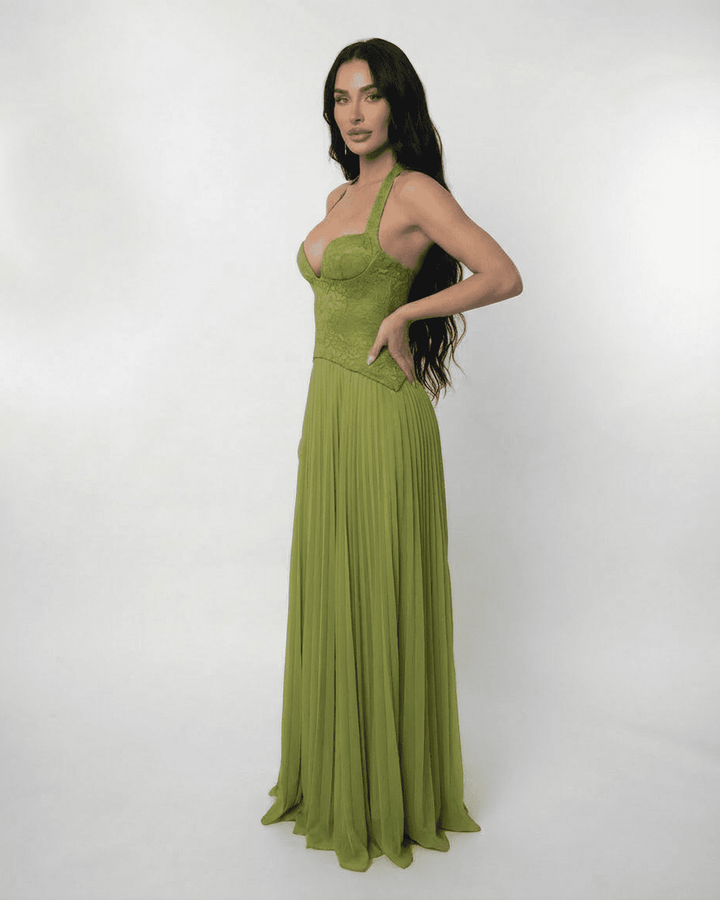 Duttini | Maxi Dress for Women in Green, Flowing Fit