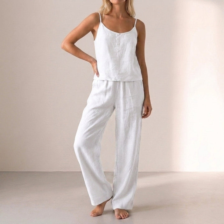 Duttini | Statement Relaxed Button-Front Sleeveless Camisole And Wide-Leg Trouser Set