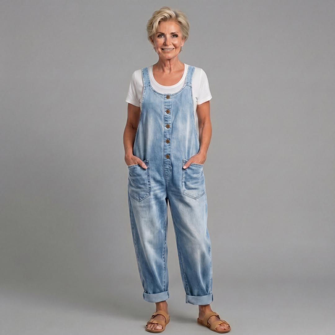 Duttini | Sophisticated Wide Leg Button Front Overalls