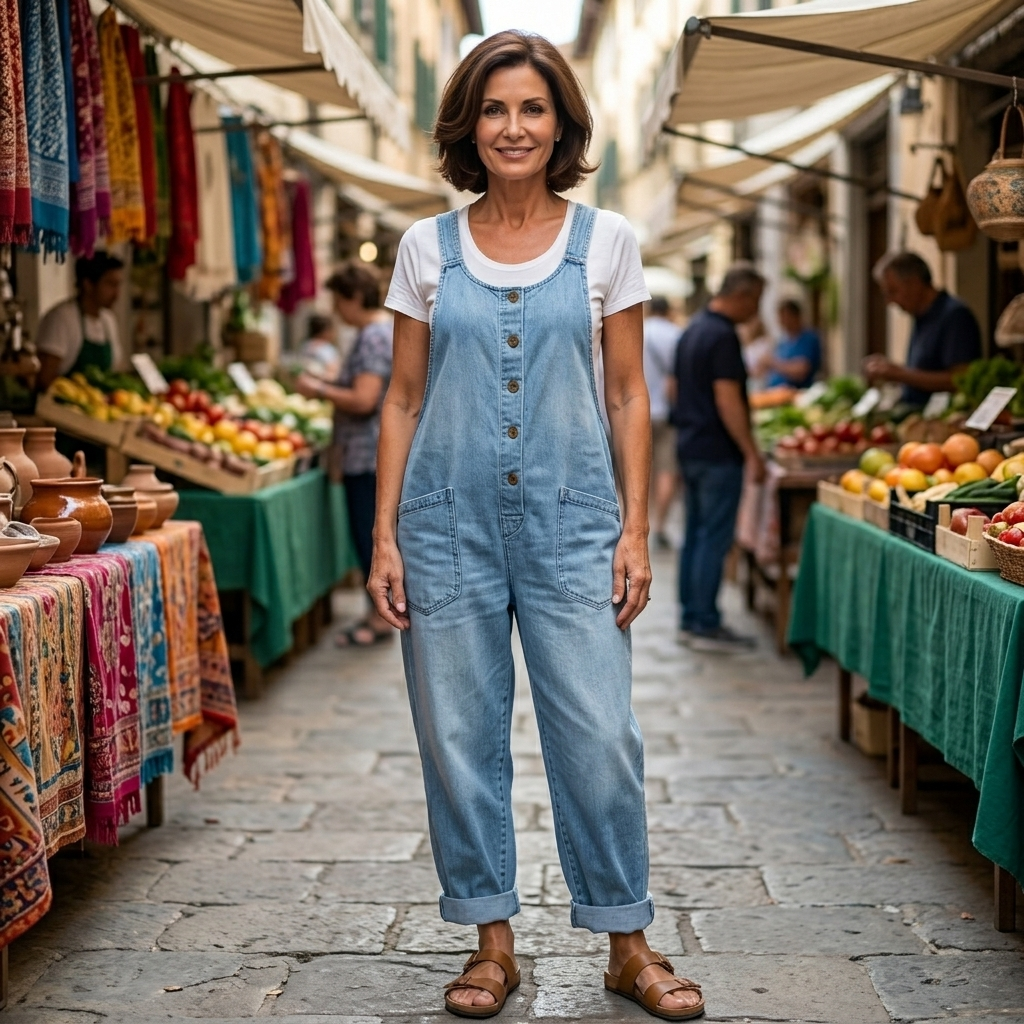 Duttini | Sophisticated Wide Leg Button Front Overalls