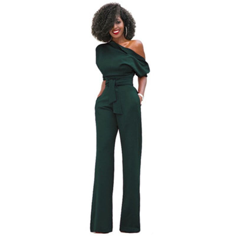 Duttini | Sophisticated Off Shoulder Wide Leg Jumpsuit Belted Formal
