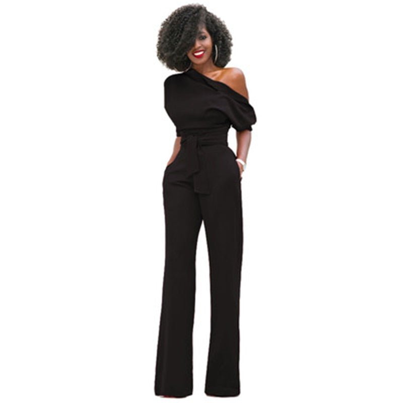 Duttini | Sophisticated Off Shoulder Wide Leg Jumpsuit Belted Formal