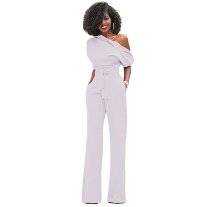 Duttini | Sophisticated Off Shoulder Wide Leg Jumpsuit Belted Formal