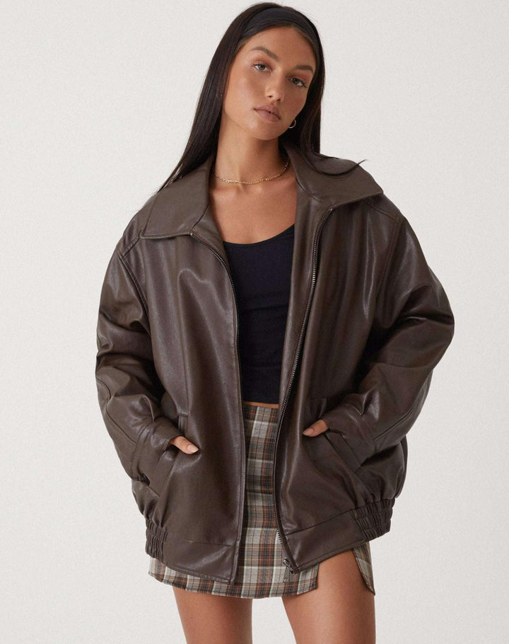 Duttini | Women’s Oversized Leather Bomber Jacket