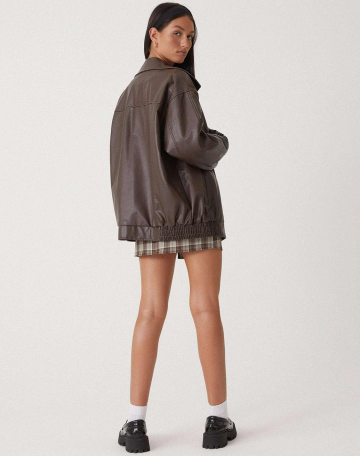 Duttini | Women’s Oversized Leather Bomber Jacket