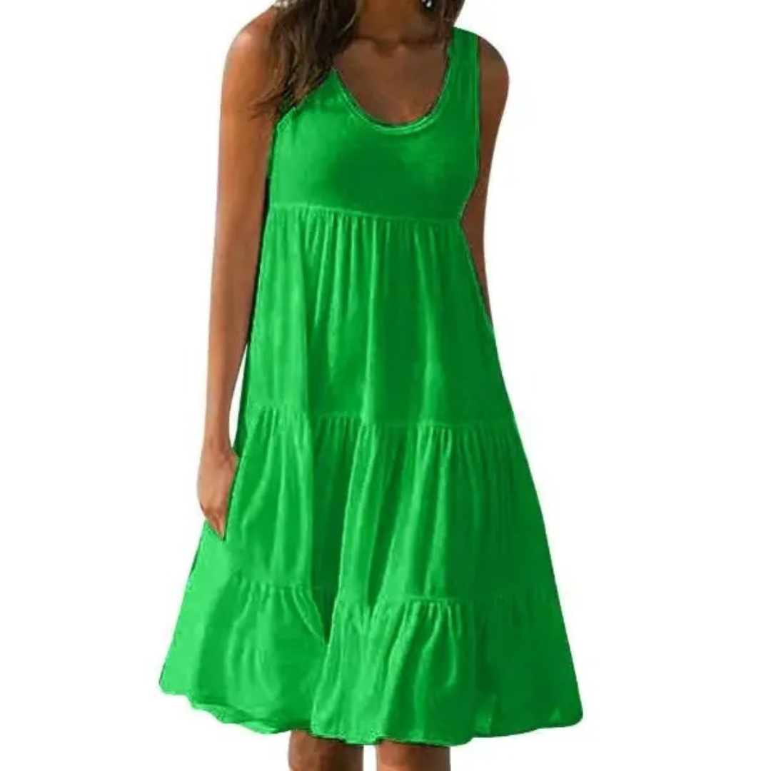 Duttini | Flowing Sleeveless Tiered Midi Dress Boho Summer