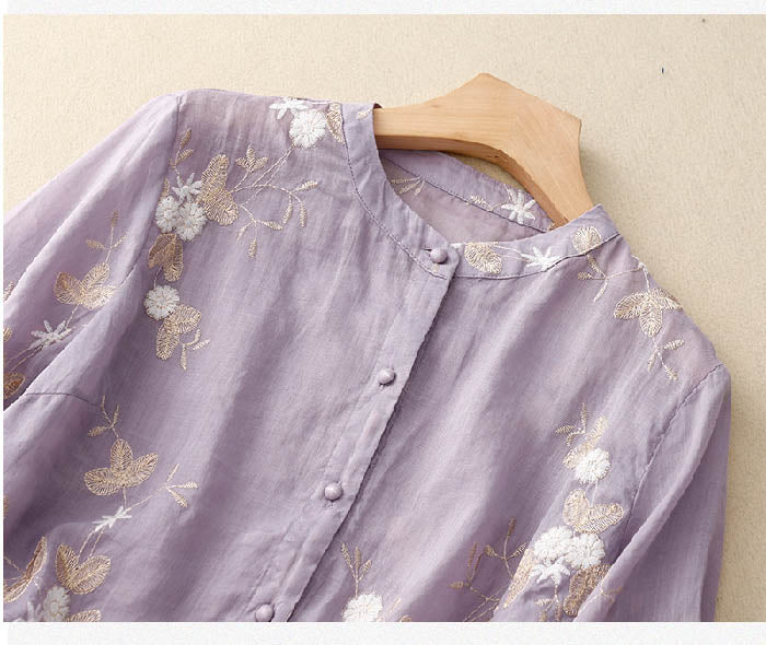 Duttini | Chic Blouse With Floral Accents with Graceful Drape
