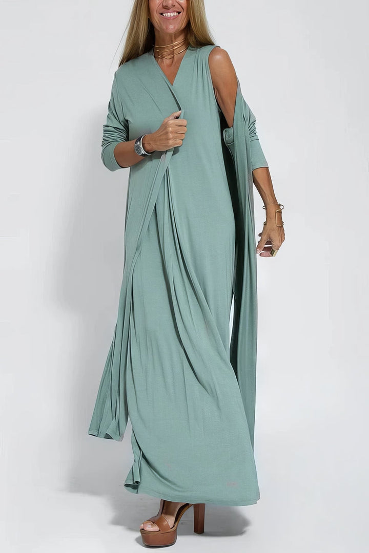 Duttini | Elegant Long Dress With Coordinated Cardigan