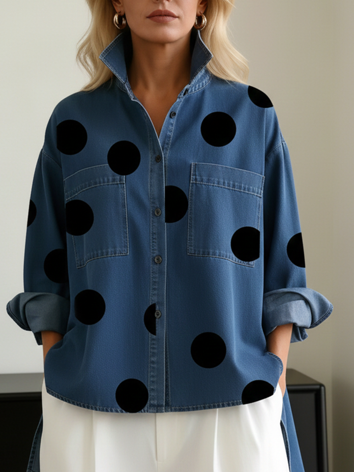 Duttini | Chic Polka Dot Long Sleeve Shirt for Effortless Elegance