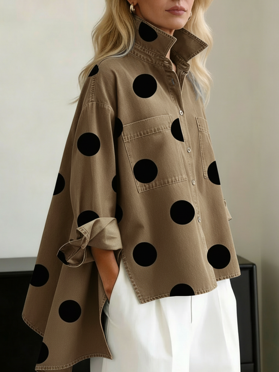Duttini | Chic Polka Dot Long Sleeve Shirt for Effortless Elegance