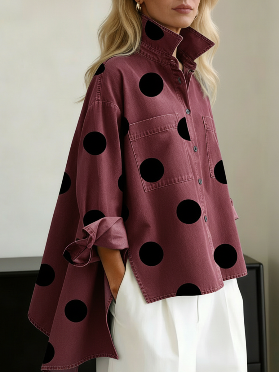 Duttini | Chic Polka Dot Long Sleeve Shirt for Effortless Elegance