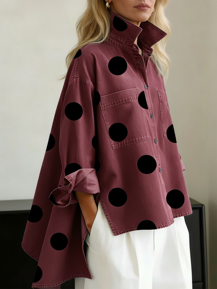 Duttini | Chic Polka Dot Long Sleeve Shirt for Effortless Elegance