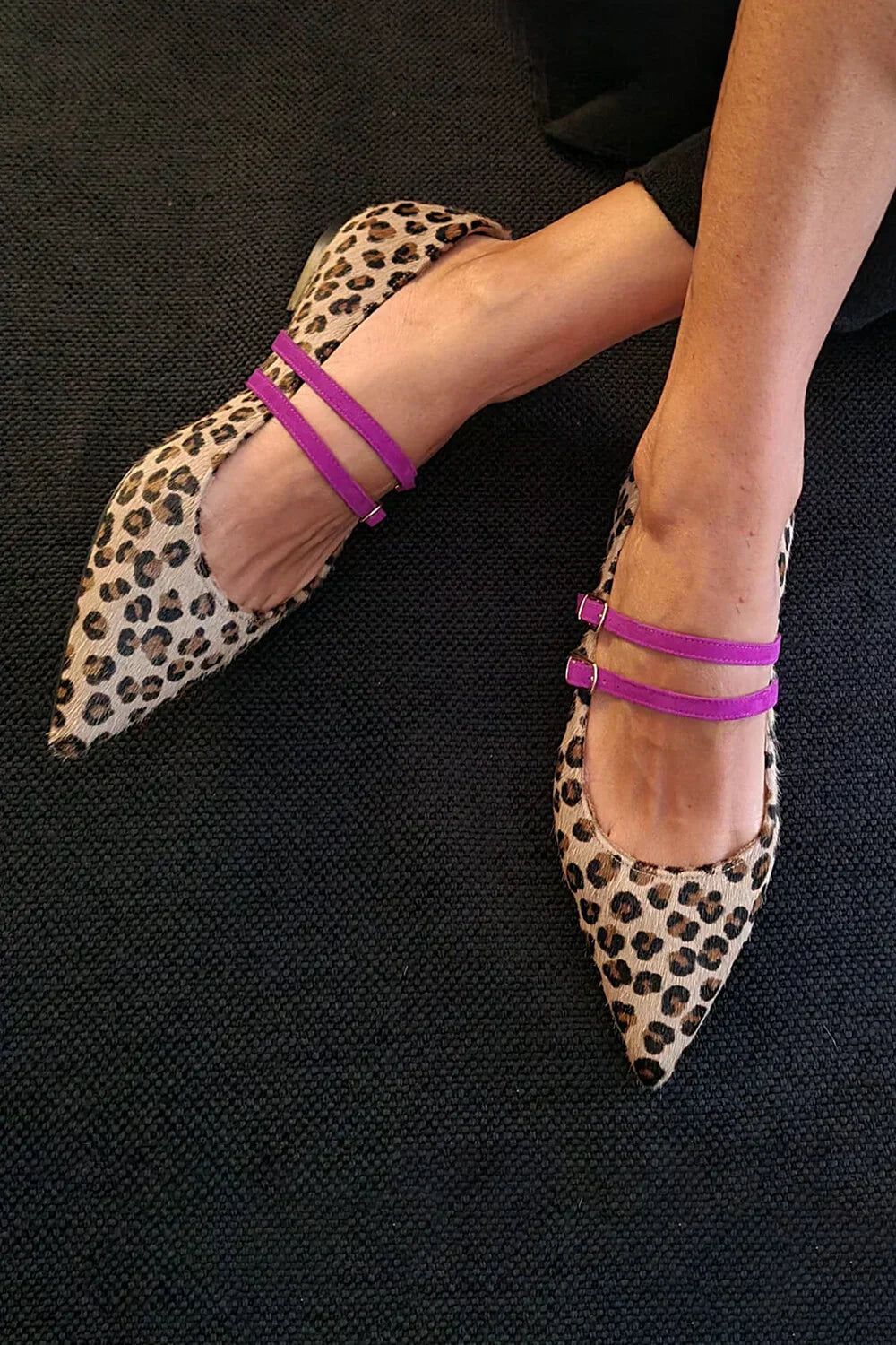 Duttini | Lightweight Leopard Print Double Strap Mary Jane Flats