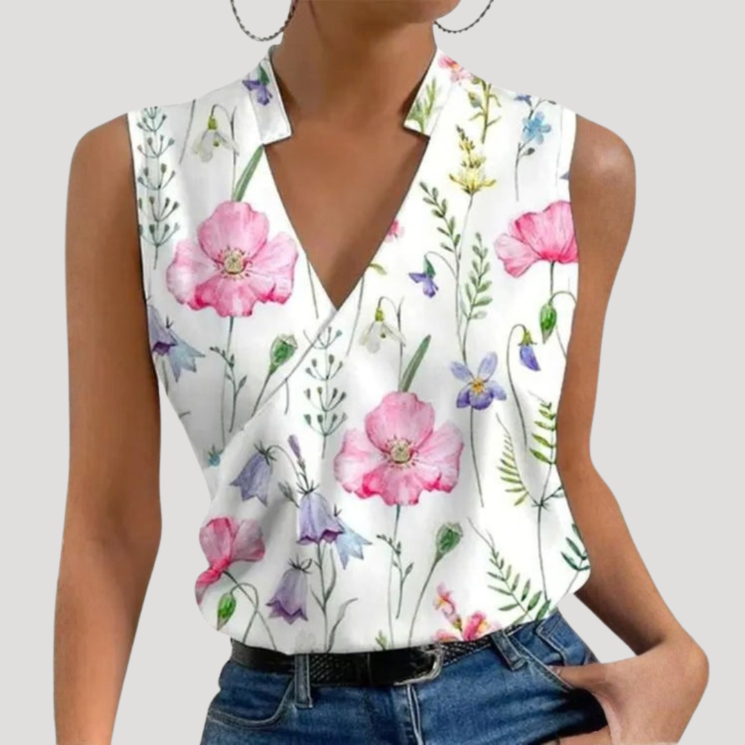 Duttini | Chic Wrap Front Sleeveless Blouse in a Flattering Cut