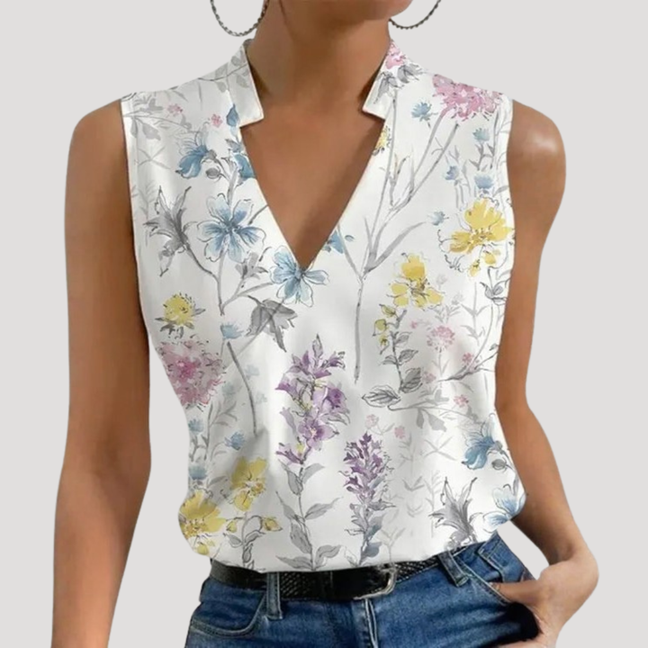 Duttini | Chic Wrap Front Sleeveless Blouse in a Flattering Cut